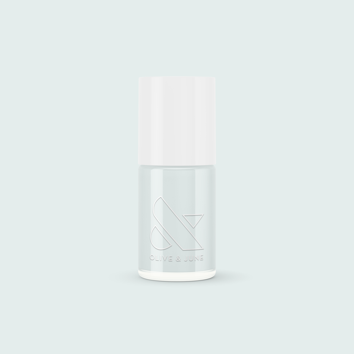 Olive and June Angelfish pale sky blue long-lasting gel polish bottle on a light background