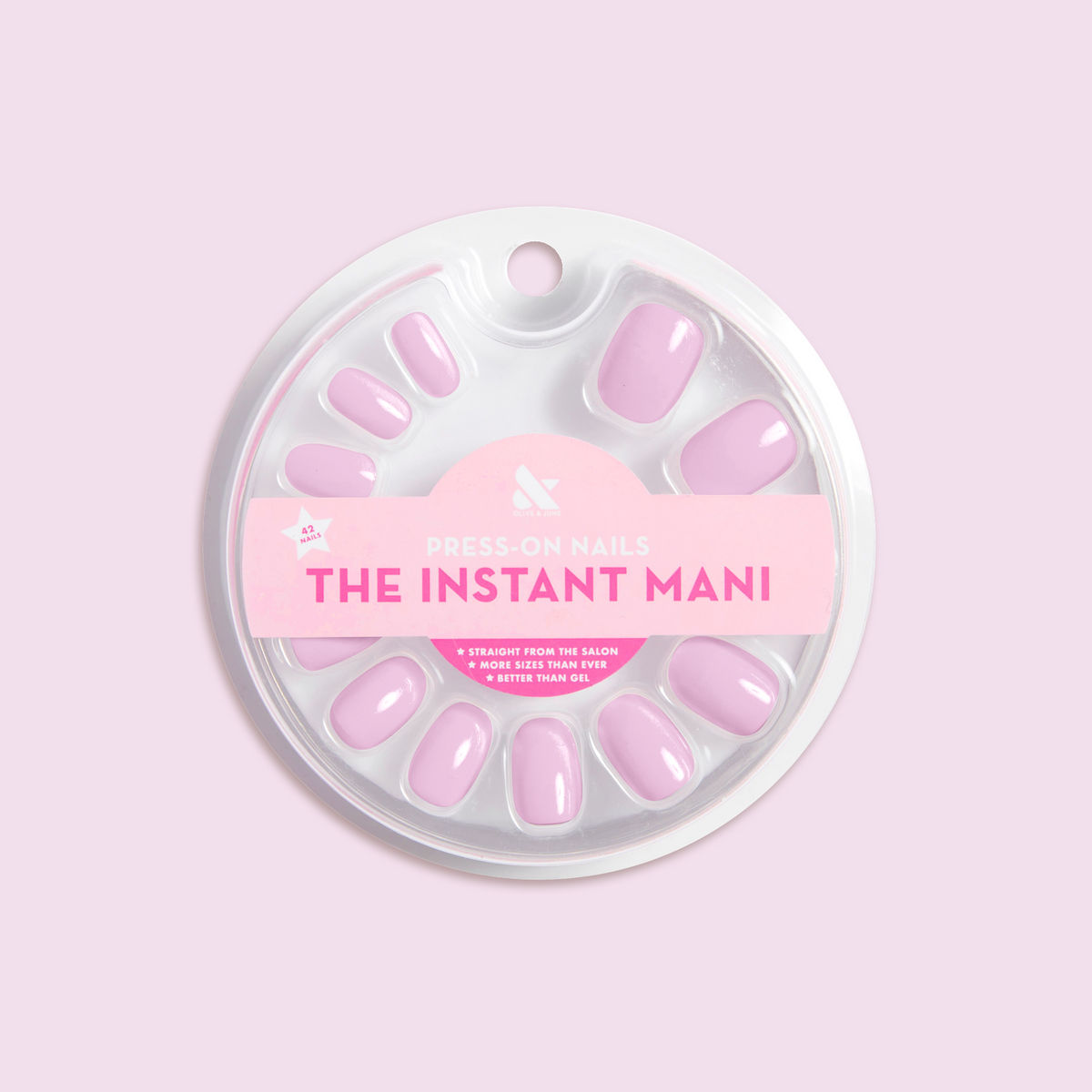 Cockatoo - Press-On | Extra Short | Round false nails in a glossy glowy lavender with a hint of pink for easy mani.
