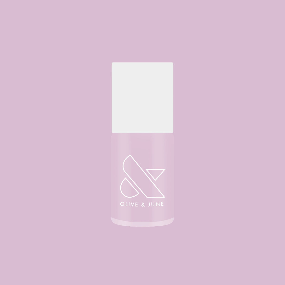 Bottle of Passionfruit Gloss quick dry gel polish in milky lavender shade on soft purple background